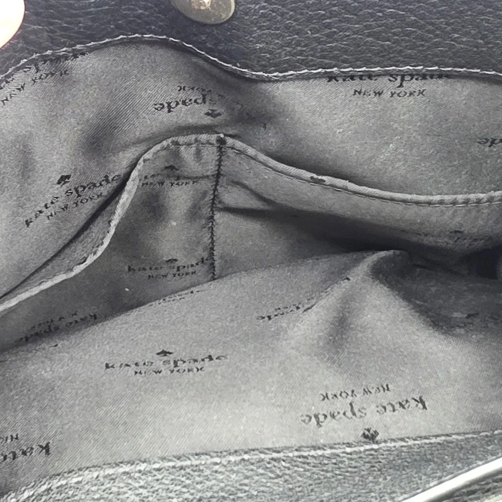 Kate Spade Shoulder Bag Womens Medium Black Leather Triple Compartment Hobo Chic